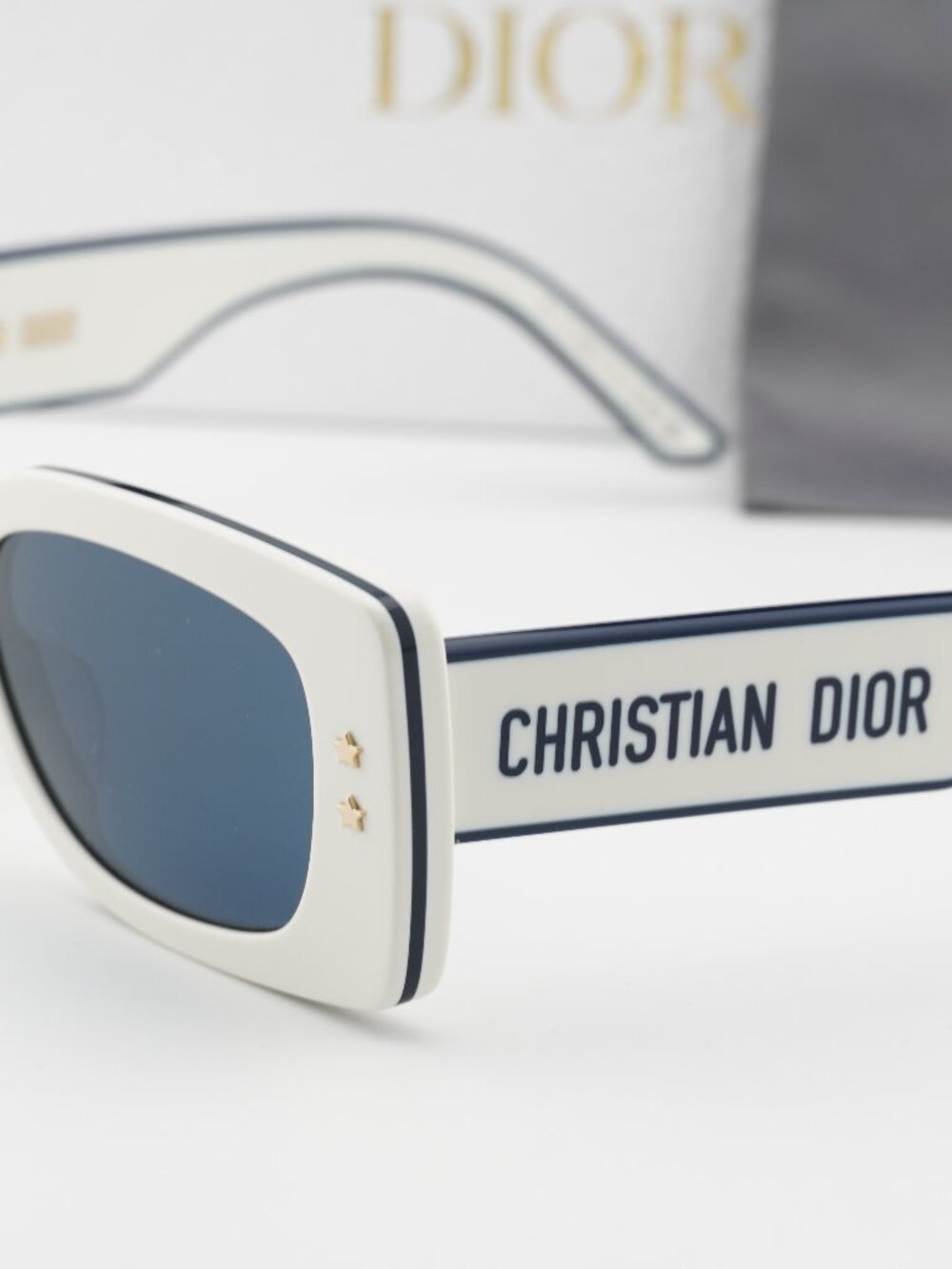 Dior DIORPACIFIC S1U 95B0 Rectangle Sunglasses – Ivory / Blue - Picture 3 of 13